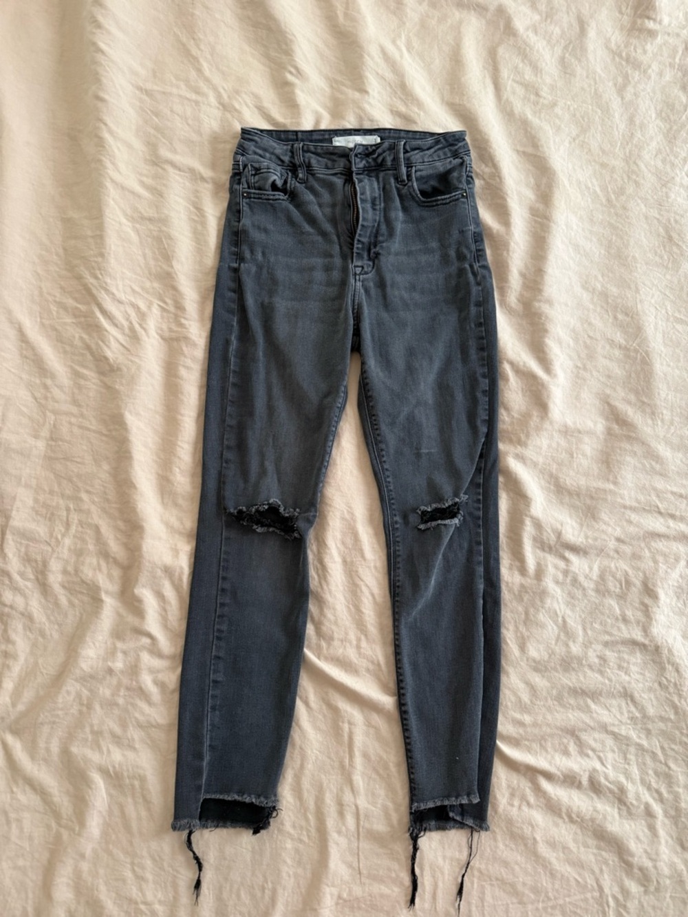 High-Rise Black Ripped Skinny Jeans